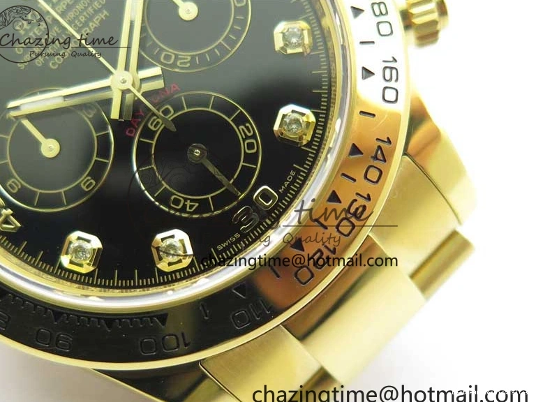 AAA Replica Watches and Daytona Noob YG Bracelet BestValue 904L SA Black Crystal Case Dial YG Best 1:1 2630 116508 Edition 0109